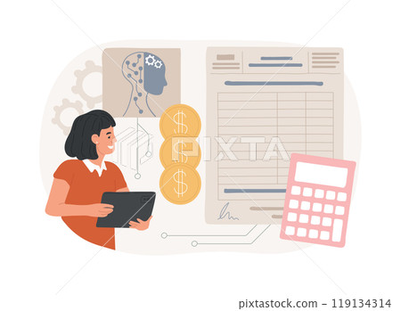 AI-Supported Invoice Processing abstract concept vector illustration. 119134314