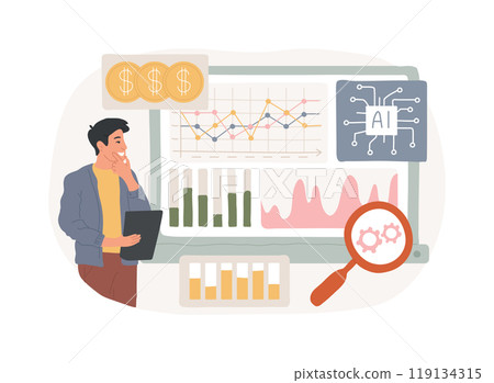 AI-Analyzed Market Research abstract concept vector illustration. 119134315