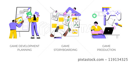 Game development process isolated cartoon vector illustrations. 119134325