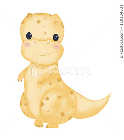 Dinosaur theranosaurus yellow illustration watercolor color children's light and bright for design printing and web use	 119134631