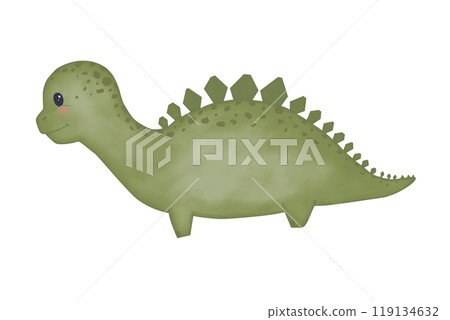 Dinosaur stegosaurus illustration watercolor color children's light and bright for design printing and web use	 119134632