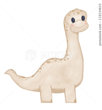 Dinosaur brasiosaurus illustration watercolor color children's light and bright for design printing and web use	 119134633