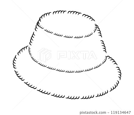 Plush Bucket Hat. Fur winter Head Fashion accessory cap clothing technical illustration. Vector headgear for Men, women, Plush Bucket Hat. Fur winter Head Fashion accessory cap clothing technical illustration. Vector headgear for Men, women, 119134647
