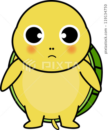 Cute turtle illustration seen from the front with a character for the mouth 119134750
