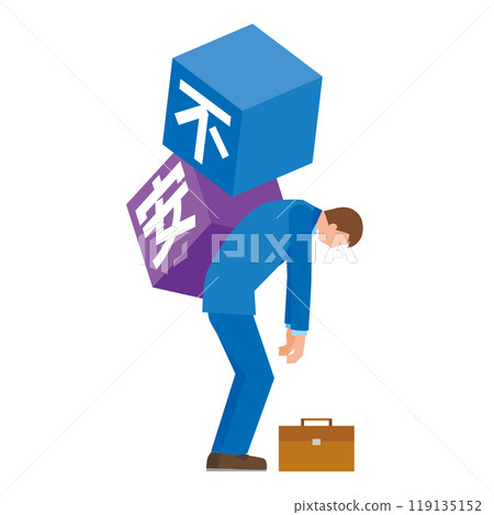 A man who seems to be overwhelmed by anxiety 119135152