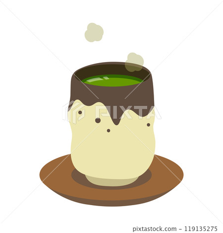 向量圖的湯賓與熱氣騰騰的綠茶 119135275