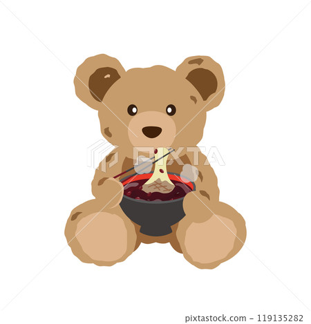 泰迪熊吃善哉的插圖 119135282