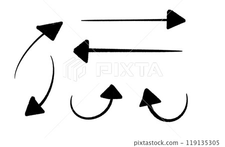 帶有直線和曲線的簡單手繪風格箭頭圖 帶有直線和曲線的簡單手繪風格箭頭圖 119135305