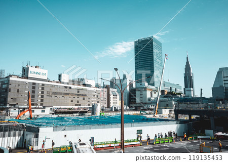Tokyo cityscape Shinjuku Station West Exit Redevelopment Work 2024.09 a-5 Film-like 119135453