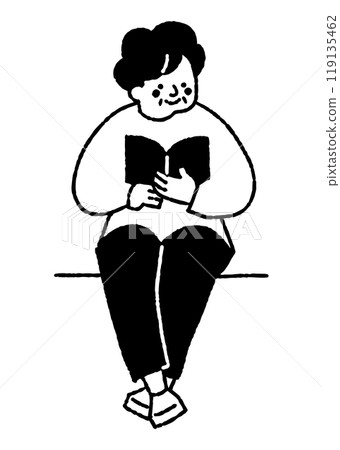 老婦人坐著看書_2 119135462