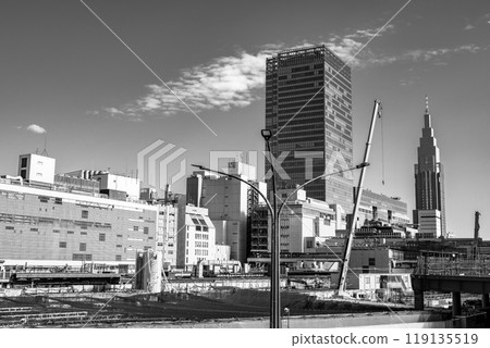 Tokyo cityscape Shinjuku Station West Exit Redevelopment Works 2024.09 b-6 monochrome 119135519