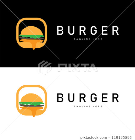Burger Logo Vector Bread, Meat And Vegetable Fast Food Illustration Design Burger Logo Vector Bread, Meat And Vegetable Fast Food Illustration Design 119135895