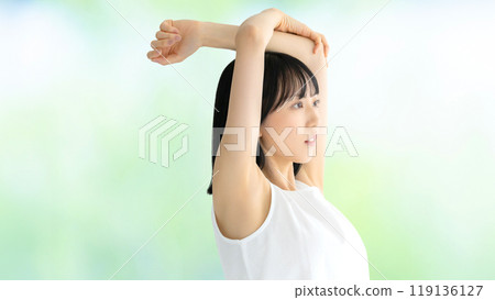 Young women's beauty image stretching 119136127