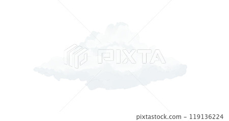 Fluffy white cloud children's drawing digital watercolor illustration for printing and web	 119136224