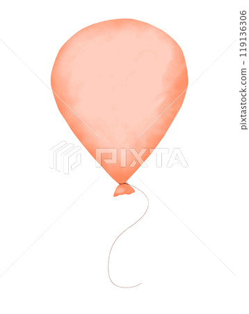 Orange balloon with string watercolor digital illustration for holidays, cards, invitations, posters, banners, printing and web	 119136306