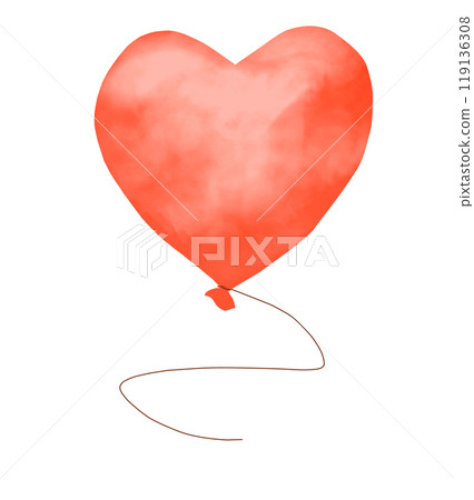 Balloon heart shape with string red watercolor digital illustration for holidays, cards, invitations, posters, banners, printing and web Balloon heart shape with string red watercolor digital illustration for holidays, cards, invitations, posters, banners, printing and web 119136308