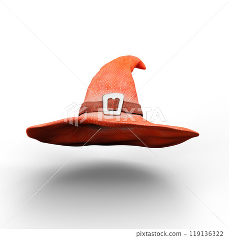 Witch Wizard Magic Hat Isolated on White Background. 3D Illustration. File with Clipping Path. Witch Wizard Magic Hat Isolated on White Background. 3D Illustration. File with Clipping Path. 119136322