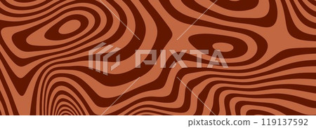 Retro coffee color background. Milk chocolate liquid dessert texture. Wavy swirl candy pattern for poster, cover, banner, decoration. Vintage brown trippy hippie wallpaper in 60s or 70s style. Vector Retro coffee color background. Milk chocolate liquid dessert texture. Wavy swirl candy pattern for poster, cover, banner, decoration. Vintage brown trippy hippie wallpaper in 60s or 70s style. Vector 119137592