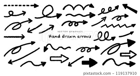 Useful! Hand-drawn style arrow material collection - black 119137910
