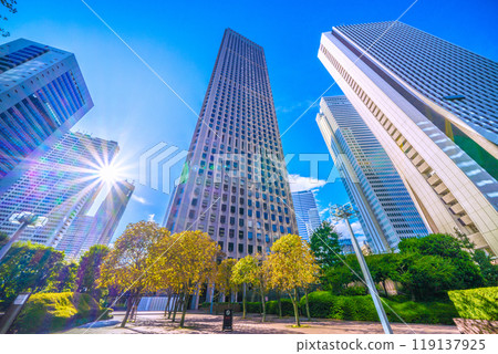 Tokyo cityscape in Japan in October. View of Kogakuin University, Tokyo Metropolitan Government Building, Shinjuku Center Building, Sompo Japan, etc. = 7th Tokyo cityscape in Japan in October. View of Kogakuin University, Tokyo Metropolitan Government Building, Shinjuku Center Building, Sompo Japan, etc. = 7th 119137925