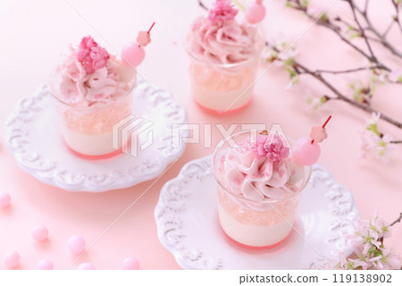 春季賞花甜點 櫻花 Verrine 櫻花玻璃甜點 119138902
