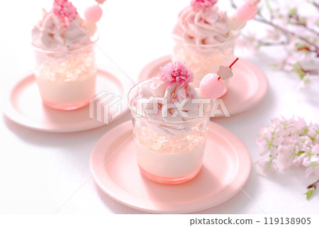 春季賞花甜點 櫻花 Verrine 櫻花玻璃甜點 119138905