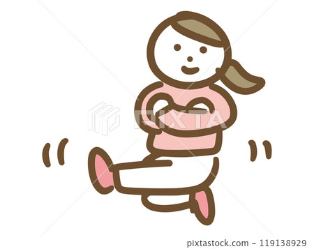 一位穿著便服的開朗年輕女子跳著哥薩克舞(全身) 一位穿著便服的開朗年輕女子跳著哥薩克舞(全身) 119138929