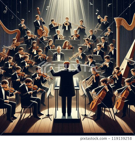管弦樂團在舞台上演奏 管弦樂團在舞台上演奏 119139258