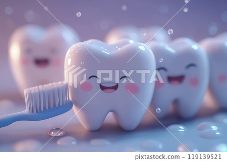 牙齒乾淨的可愛人物形象 牙齒乾淨的可愛人物形象 119139521