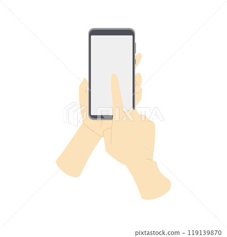 Color line illustration of a hand clicking a smartphone 3 119139870