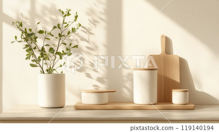 Eco Friendly and Minimalist Kitchen Setup for World Vegan Day 119140194