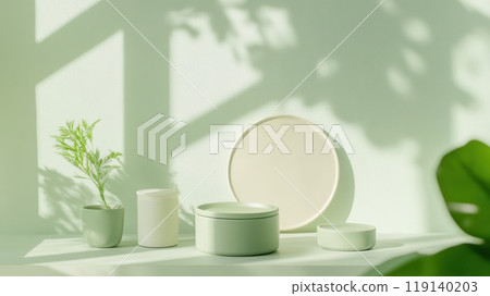 Eco friendly Kitchen Setup with Organic Pottery and Greenery Accents 119140203