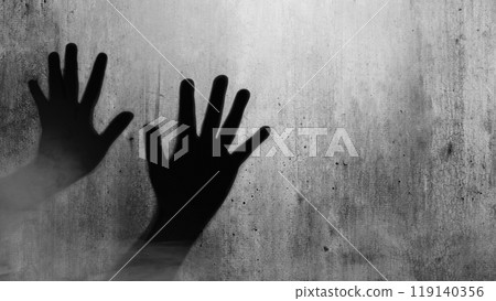 Shade of zombie hands on dark background. The hand appearing to be devil, evil, satan, or monster hands 119140356