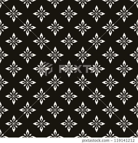 Abstract simple floral gothic style seamless pattern. Elegant minimal monochrome stylish background. Perfect for textile, fabric and fashion print. 119141212