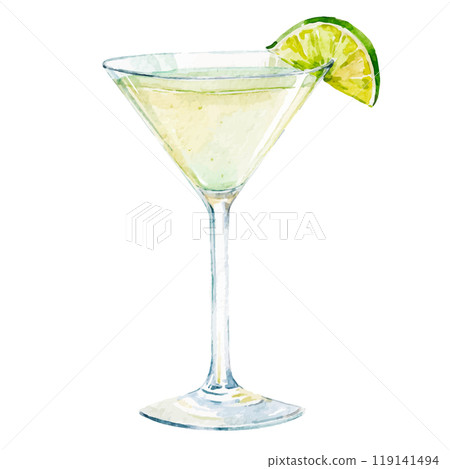 Watercolor vector Gin lemony illustration. Alcohol long drink clipart. Glass of cocktail. Club shake beverage hand drawn illustration. Stock print. Watercolor vector Gin lemony illustration. Alcohol long drink clipart. Glass of cocktail. Club shake beverage hand drawn illustration. Stock print. 119141494