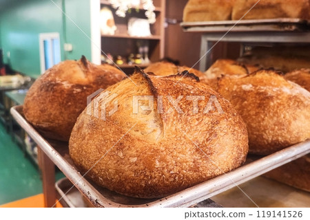 Fresh homebaked artisan sourdough bread Fresh homebaked artisan sourdough bread 119141526