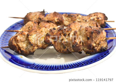 Shashlik on a plate. 119141797