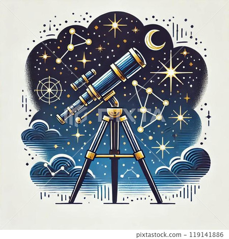 Telescope and stars illustration 119141886