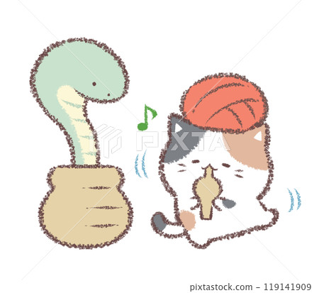 耍蛇人印花布貓 119141909