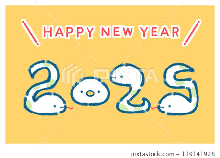 White snake in numbers 2025 New Year's card 119141928