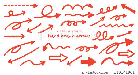 Useful! Hand-drawn arrow material collection - Red Useful! Hand-drawn arrow material collection - Red 119141961