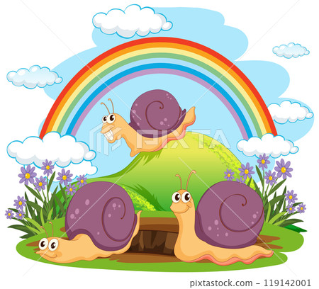 Happy Snails Under Rainbow Happy Snails Under Rainbow 119142001