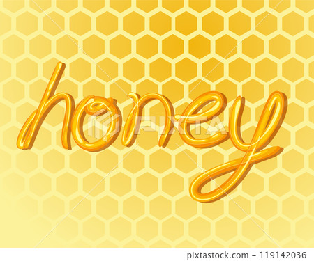 Honey-Themed Vector Illustration with Hexagons Honey-Themed Vector Illustration with Hexagons 119142036