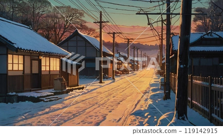 Snow-covered streets of Japan 119142915