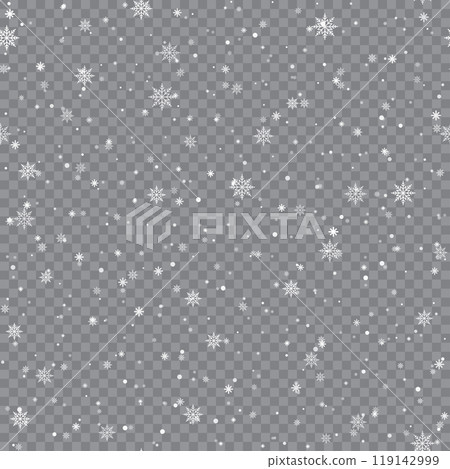 Christmas Snowflakes Falling on Transparent Background Winter Holiday Pattern Vector Christmas Snowflakes Falling on Transparent Background Winter Holiday Pattern Vector 119142999