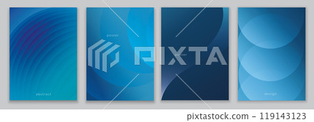 Set collection poster or wallpaper with abstract gradient shape circle. Brochure banner leaflet template. Cover blue background. Vector backdrop. Graphic design. Presentation copy space Set collection poster or wallpaper with abstract gradient shape circle. Brochure banner leaflet template. Cover blue background. Vector backdrop. Graphic design. Presentation copy space 119143123