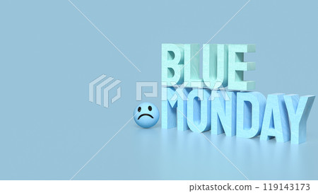 The Blue money text and sad emotion image 3d rendering. 119143173