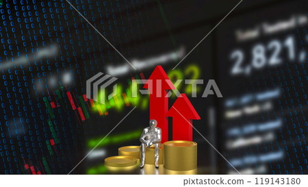 The man siting on coins for business concept  3d rendering. 119143180