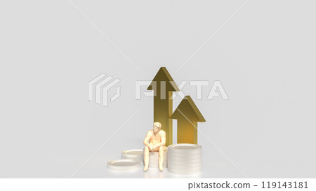 The man siting on coins for business concept  3d rendering. 119143181