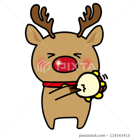 一隻正在演奏手鼓的紅鼻子馴鹿 一隻正在演奏手鼓的紅鼻子馴鹿 119143413